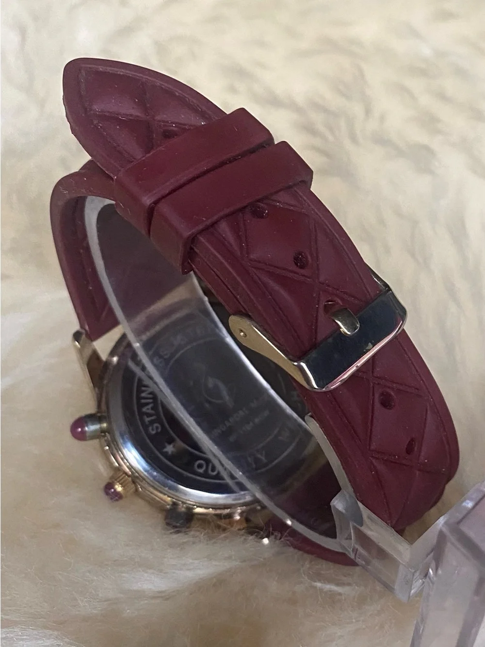 Women's Baby Phat Burgundy Crystal Bezel Quartz Watch Y2K
